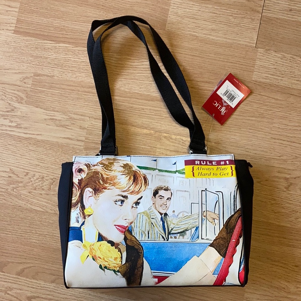 Relic Handbag Purse retro 1950's Style Art Print Always Play Hard To get